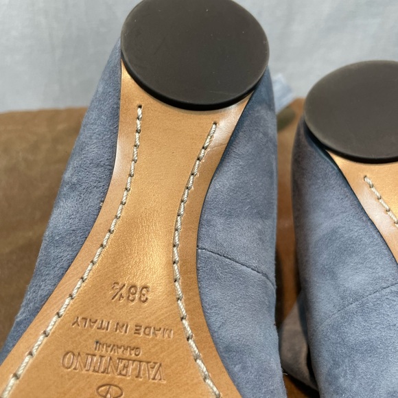 VALENTINO Garavani Suede Ankle Wrap Blue Suede Ballet Flats IT 38.5 - Picture 13 of 13
